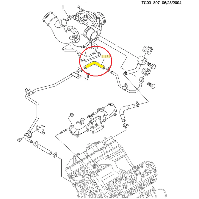 GM Turbo Coolant Return Hose, 2006-2010 LBZ/LMM - Image 2