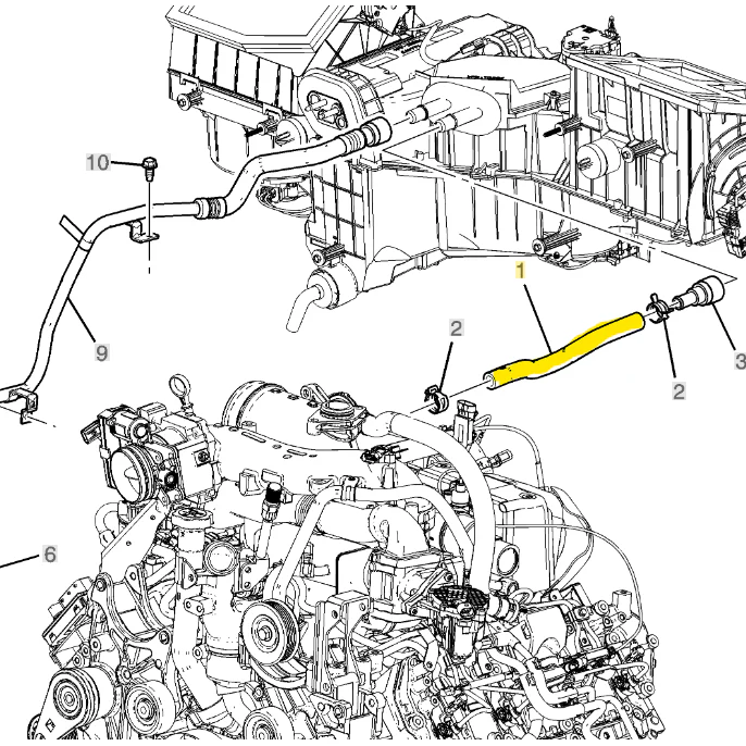 GM Updated Heater Inlet Hose, 2011-2013 LML - Image 5