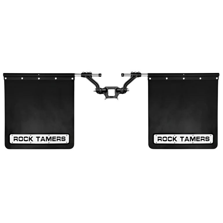 Rock Tamers 2" Hub Mudflap System Matte Black-Stainless Steel Trim Plates