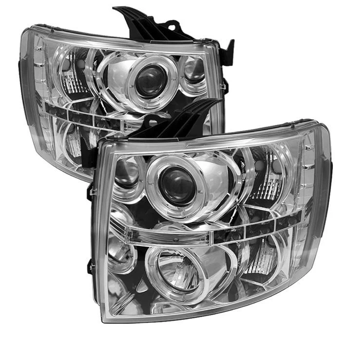Spyder Projector Headlights with LED Halo Silverado 2007.5-2014 LMM/LML