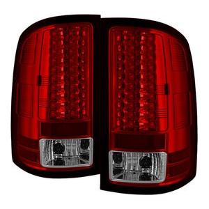 Spyder V2 LED Tail Lights - Red Clear Sierra 2007.5-2014 LMM/LML