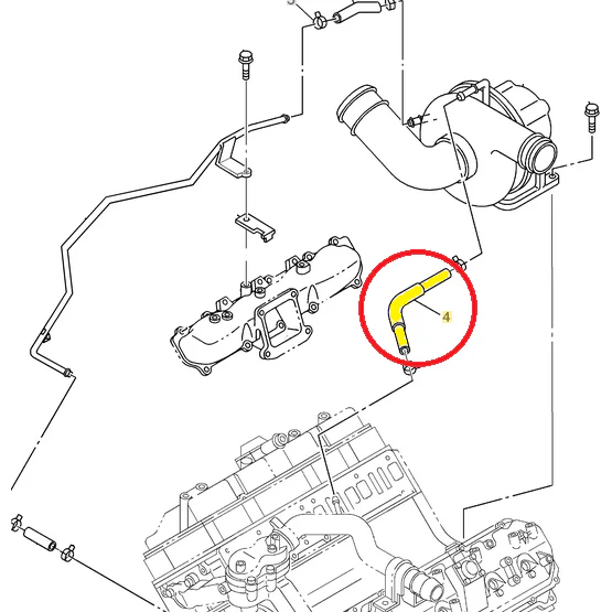 Turbocharger Coolant Feed Hose, 2001-2004 LB7 - Image 2