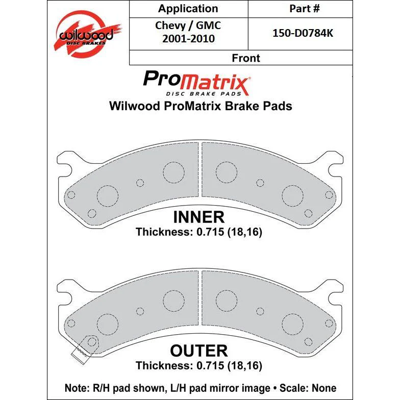 Wilwood ProMatrix Brake Pads, 2001-2010 LB7/LLY/LBZ/LMM - Image 2